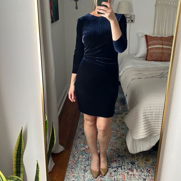 Vince Camuto Navy Velvet Dress - Picture 1 of 8